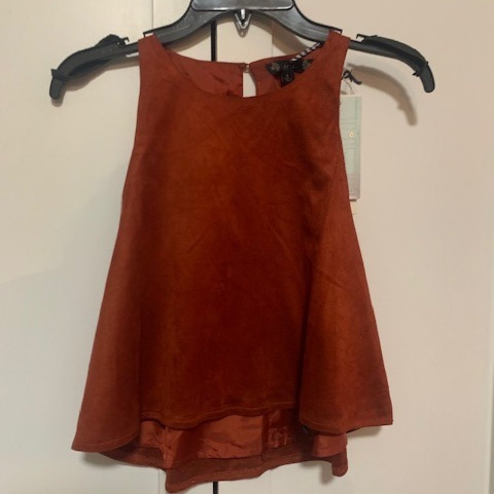 NWT Iris Burnt Orange/Rust Suede Crop Top